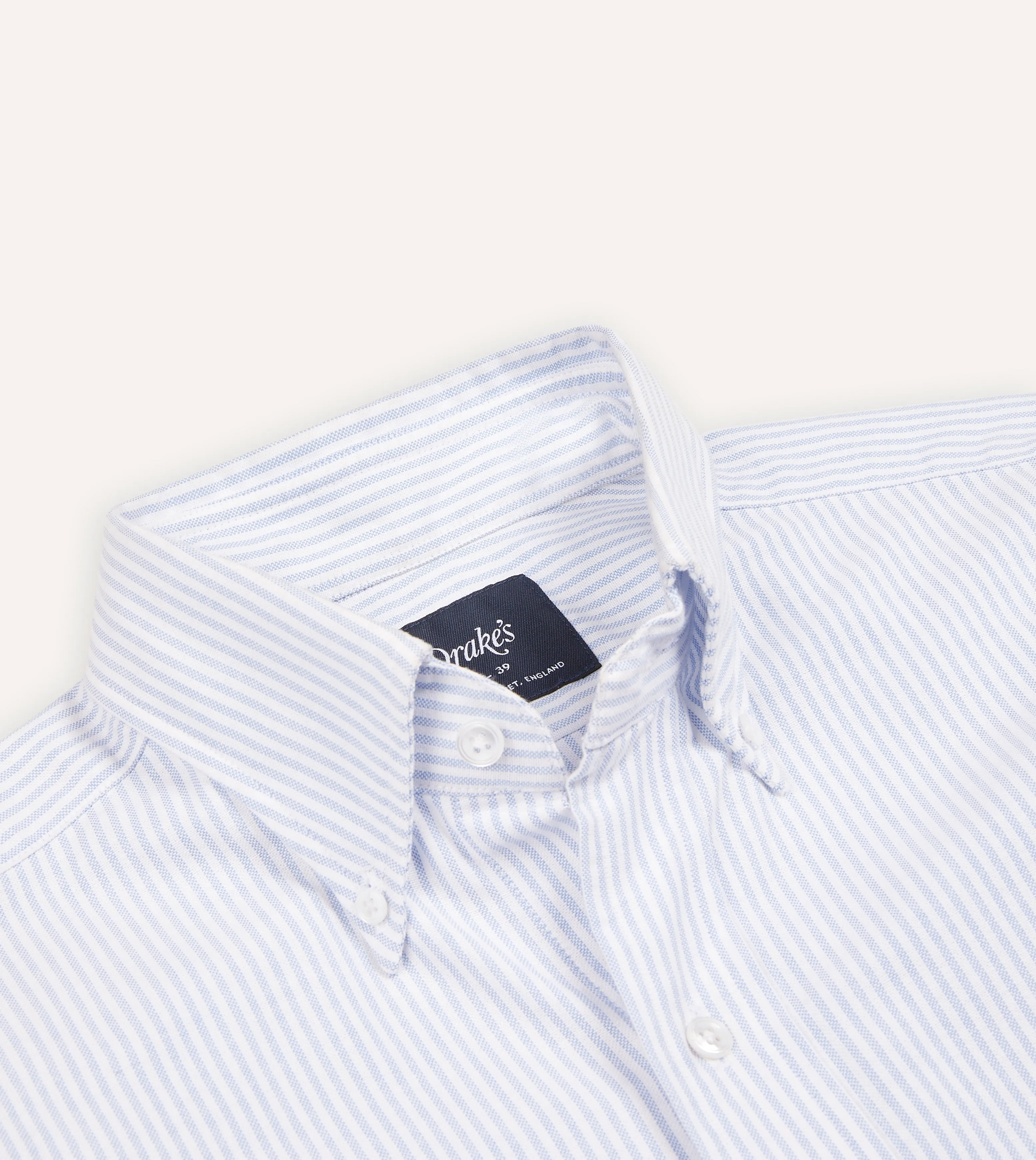 Light Blue Ticking Stripe Cotton Oxford Cloth Button-Down Shirt