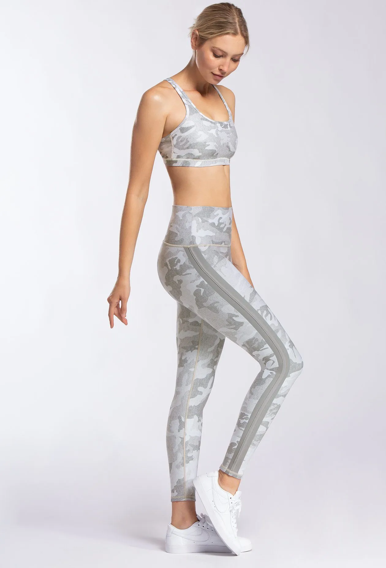 Light Grey Heather Camo Side Stripe Leggings