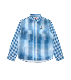 L/S PRINTED CHECK SHIRT - BLUE CHECK