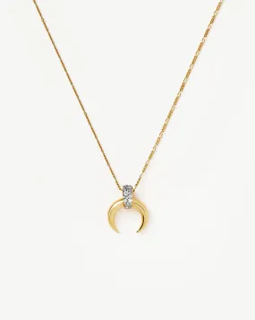 Lucy Williams Pavé Horn Pendant Necklace | 18ct Gold Plated Vermeil/Cubic Zirconia