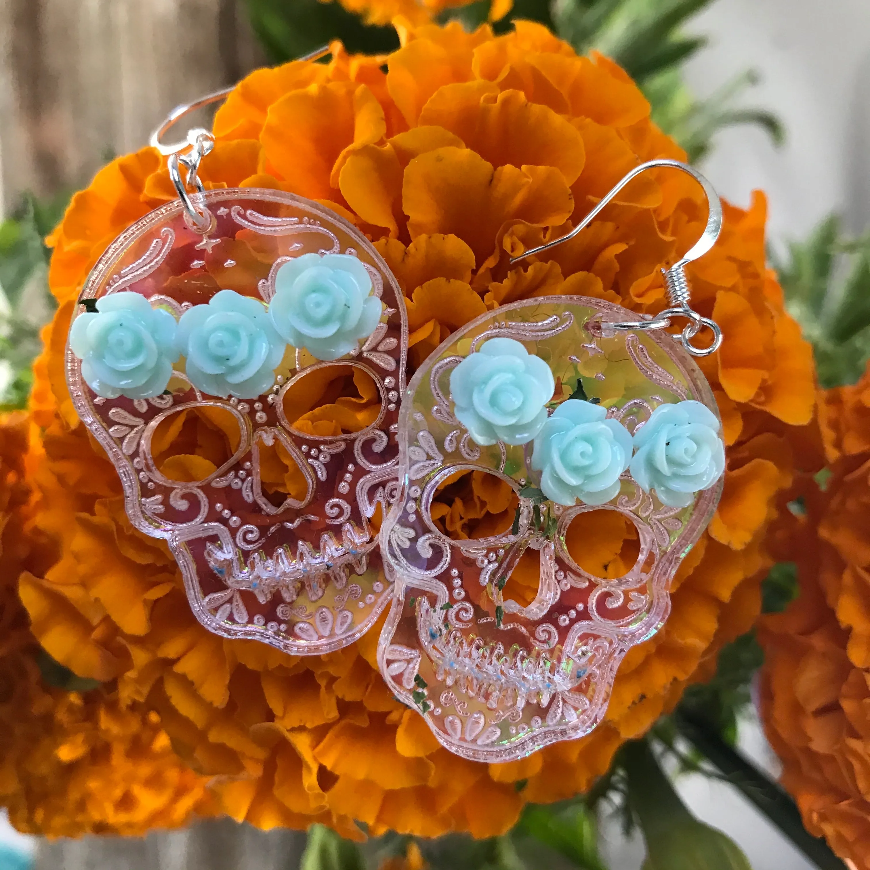 Magic Sugar Skull Dangle Earrings