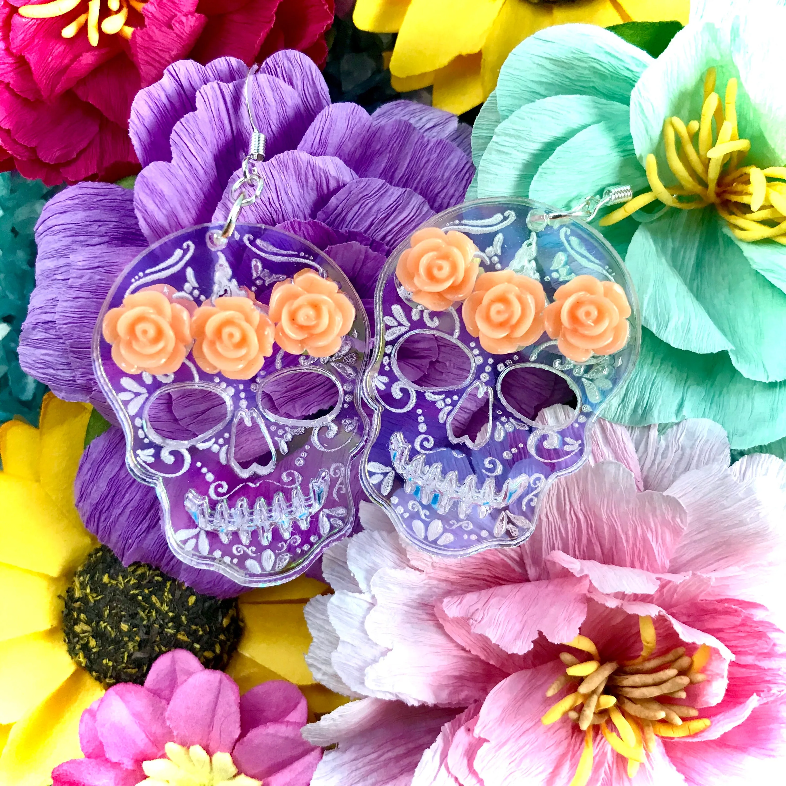 Magic Sugar Skull Dangle Earrings