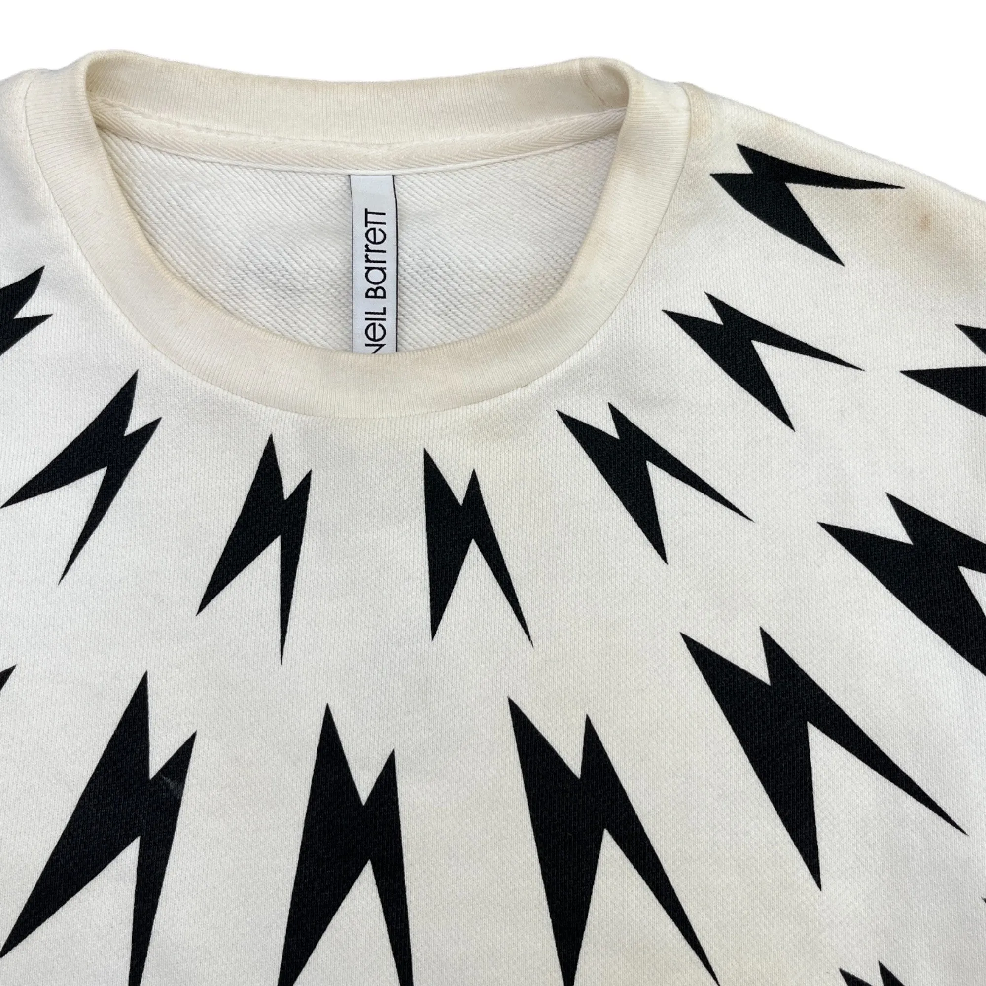 Men's Lightning Bolt Sweatshirt White Size S