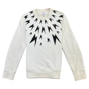 Men's Lightning Bolt Sweatshirt White Size S