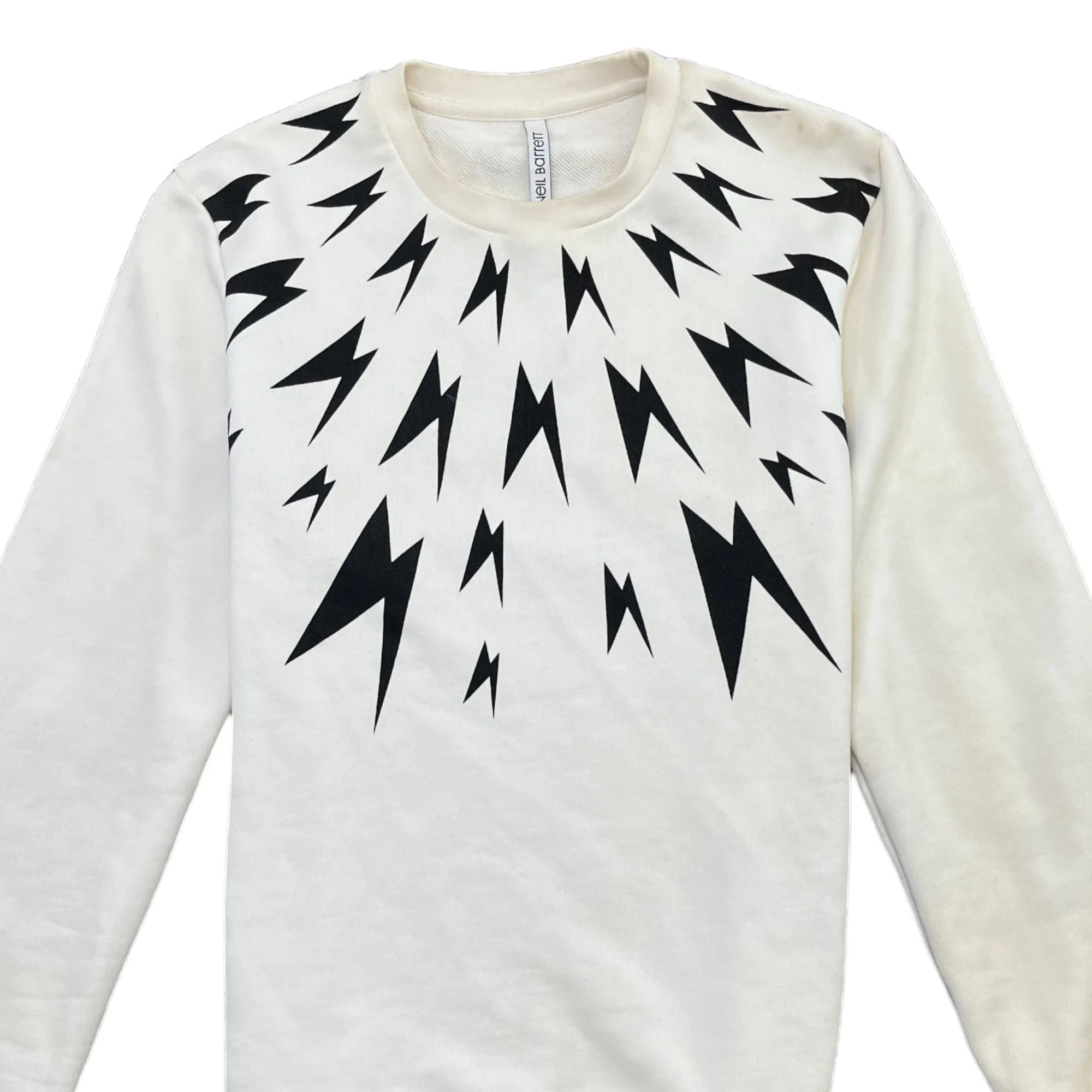 Men's Lightning Bolt Sweatshirt White Size S