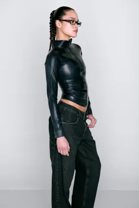 MINA TOP - BLACK LATEX