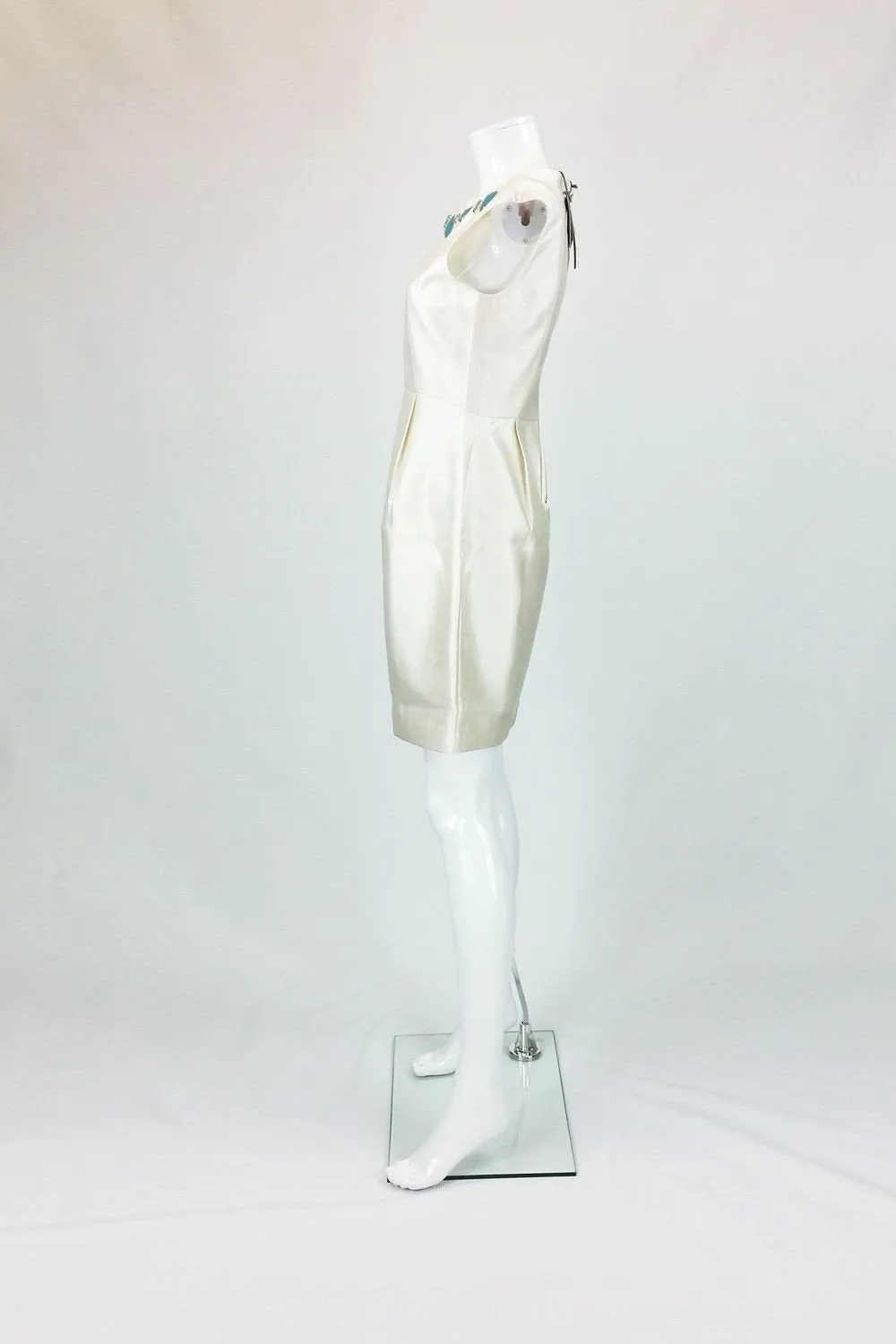 MISS SIXTY Ivory Embellished Sleeveless Shift Dress (M)