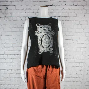 NEW! Open Back Tank in Black with Bear by Paper Temples