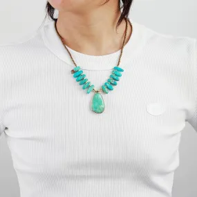 'Nginhu' Blue Jasper & Amazonite Pendant Necklace