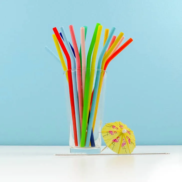 Rainbow Silicone Straws