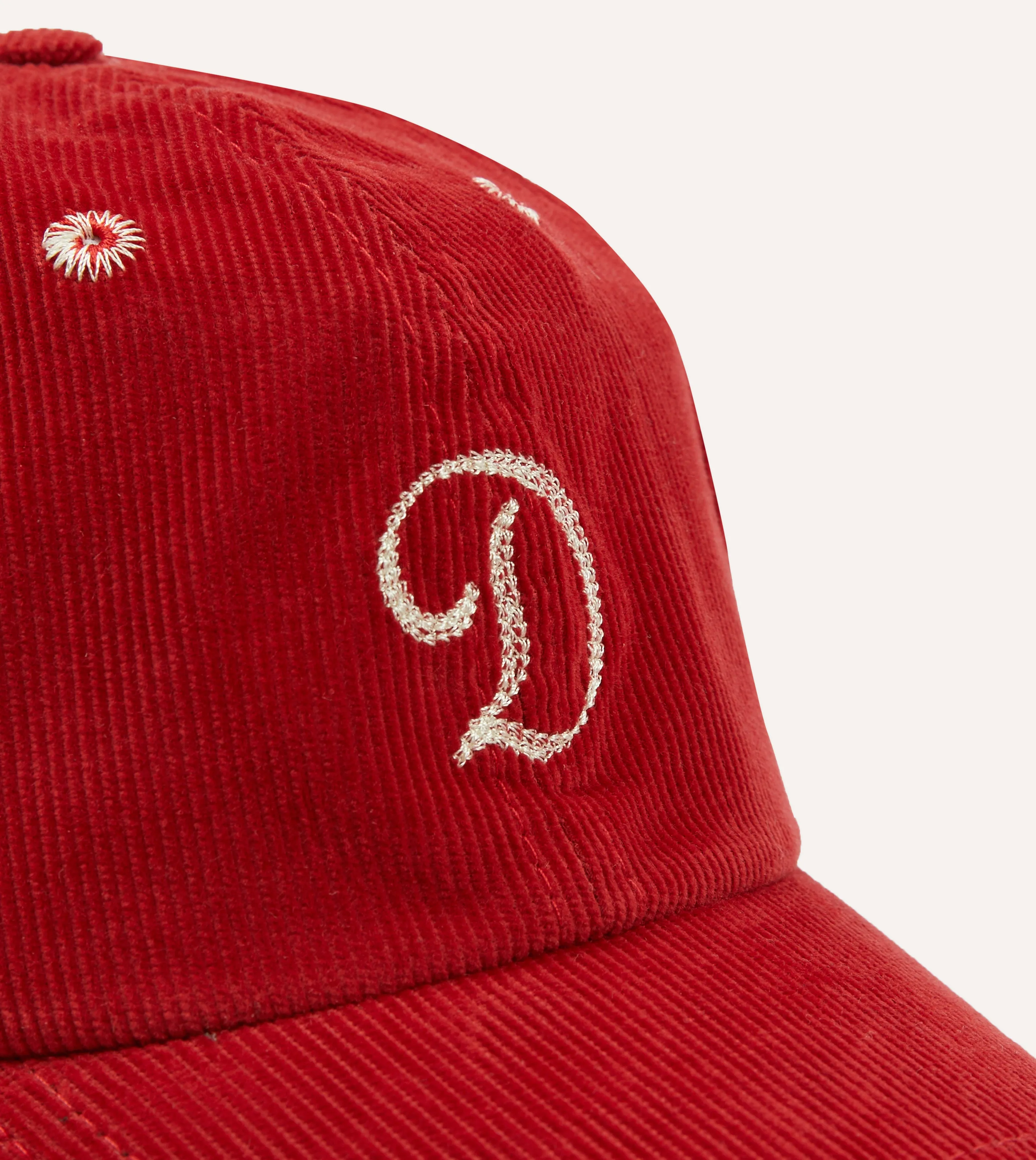 Red 'D' Emblem Cotton Corduroy Baseball Cap