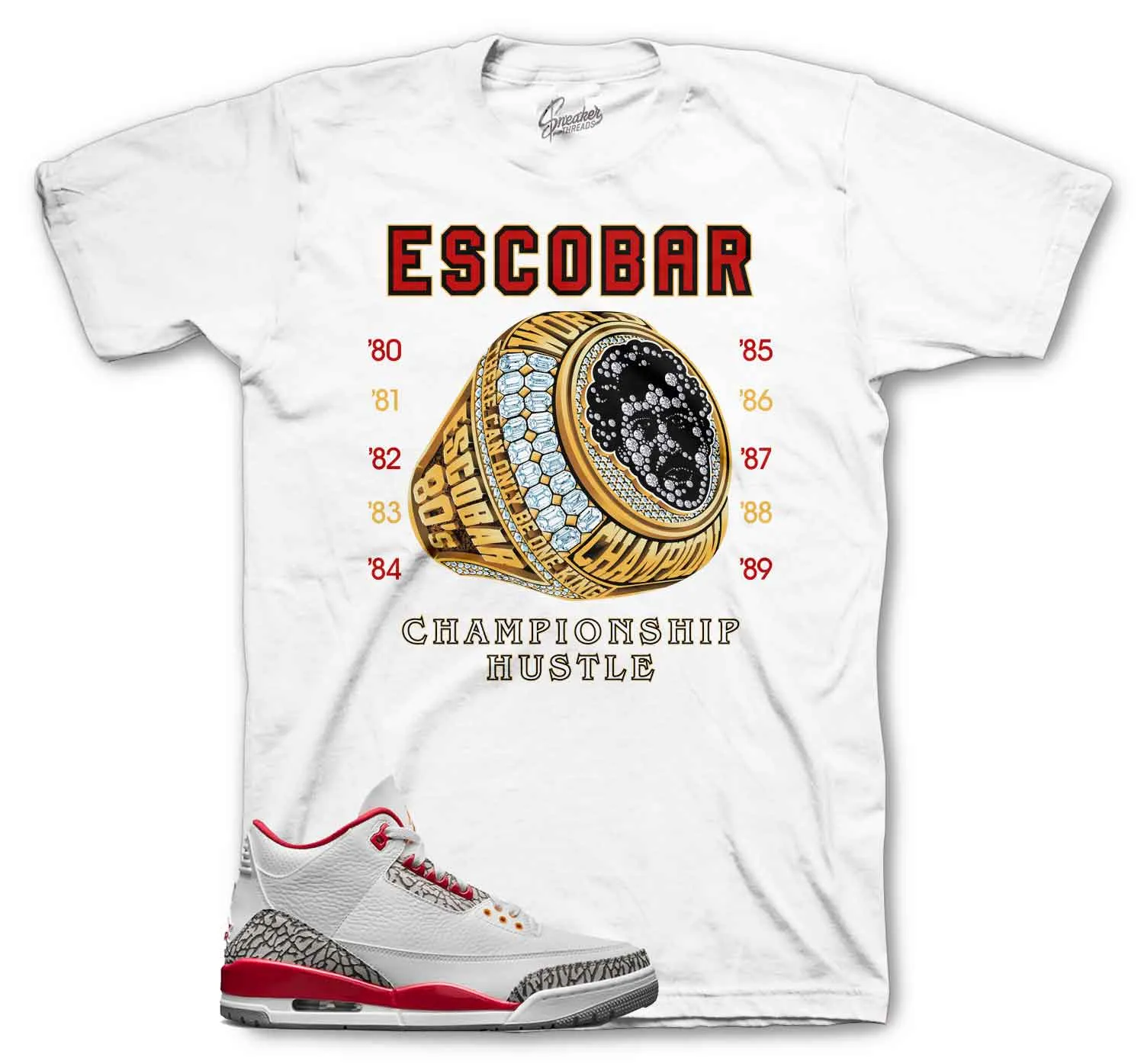 Retro 3 Cardinal Red Champ Hustle Shirt