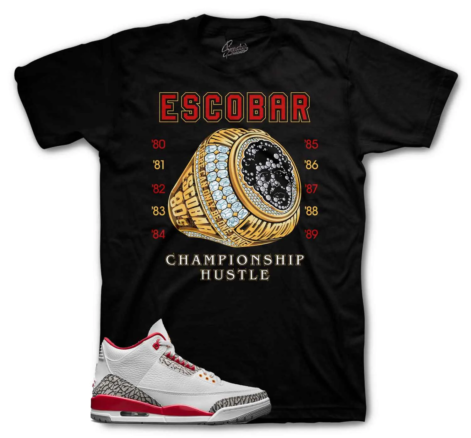 Retro 3 Cardinal Red Champ Hustle Shirt