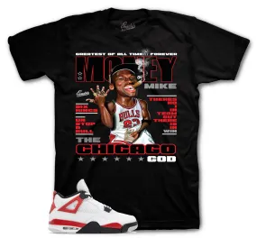 Retro 4 Red Cement Shirt - Money Mike - Black