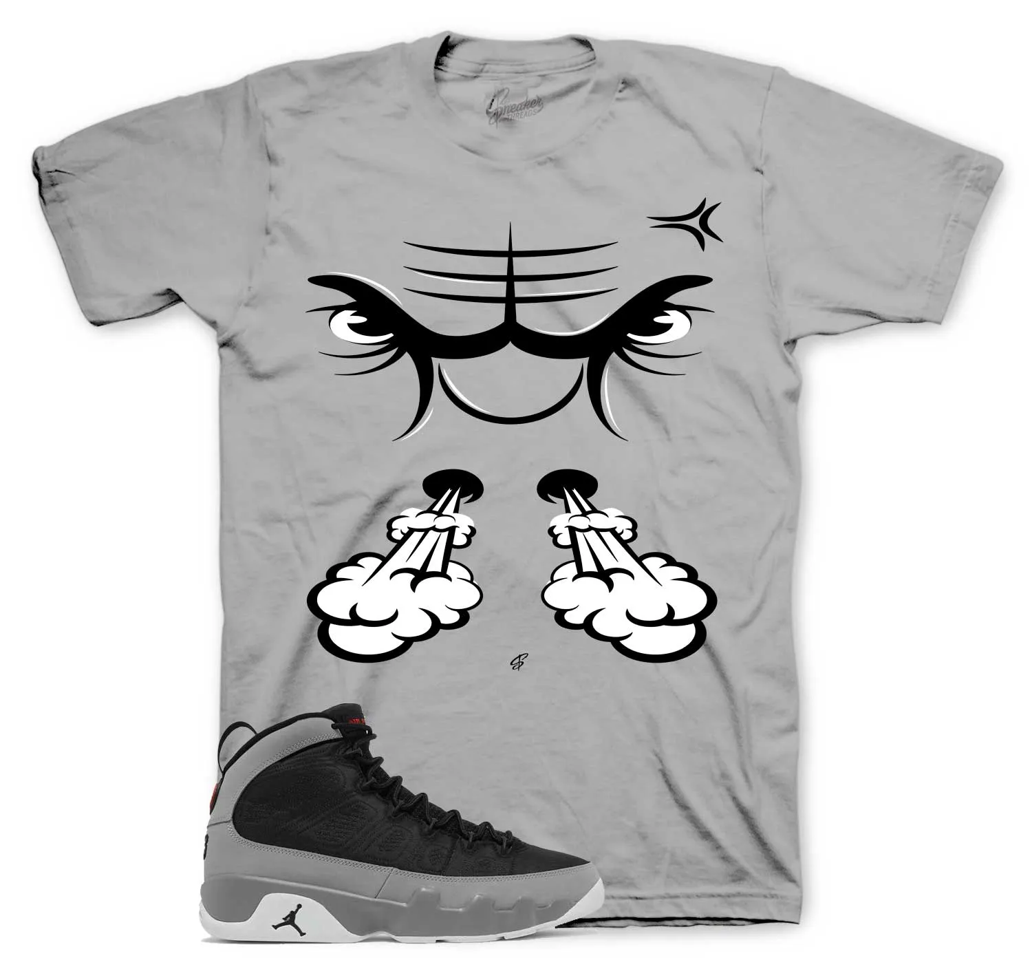 Retro 9 Particle Grey Shirt - Raging Face - Grey