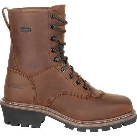 Rocky Men's Square Toe Logger Comp Toe WP Work Boot - Brown - RKK0277