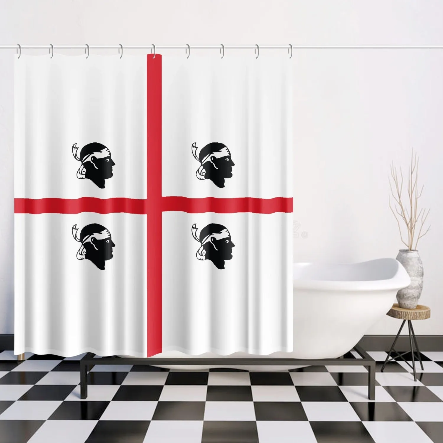 Sardinian Flag Quick-drying Shower Curtain