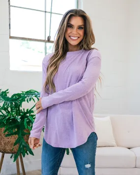 Slub Knit Long Sleeve Top - Lilac