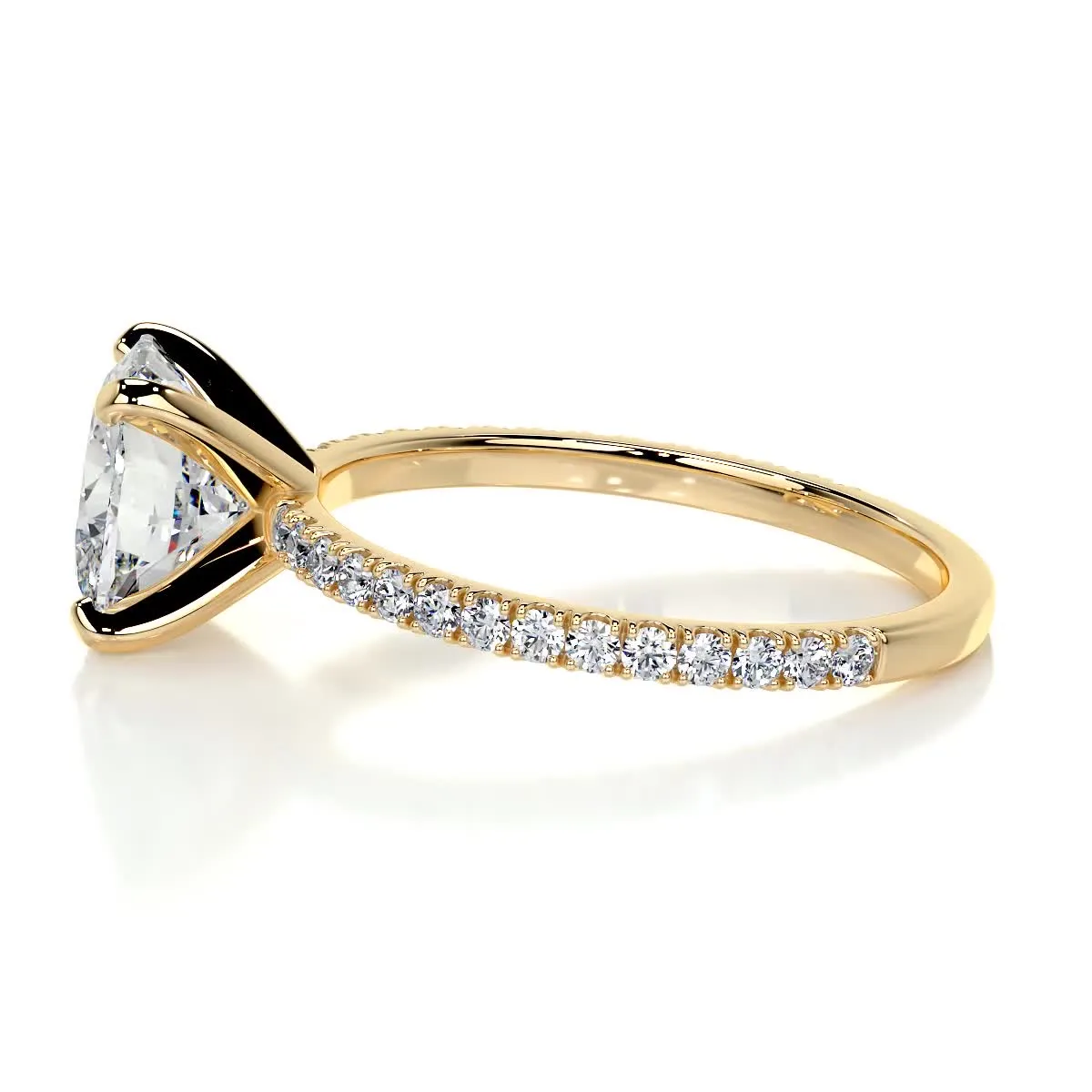 Stephanie Moissanite & Diamonds Ring -18K Yellow Gold